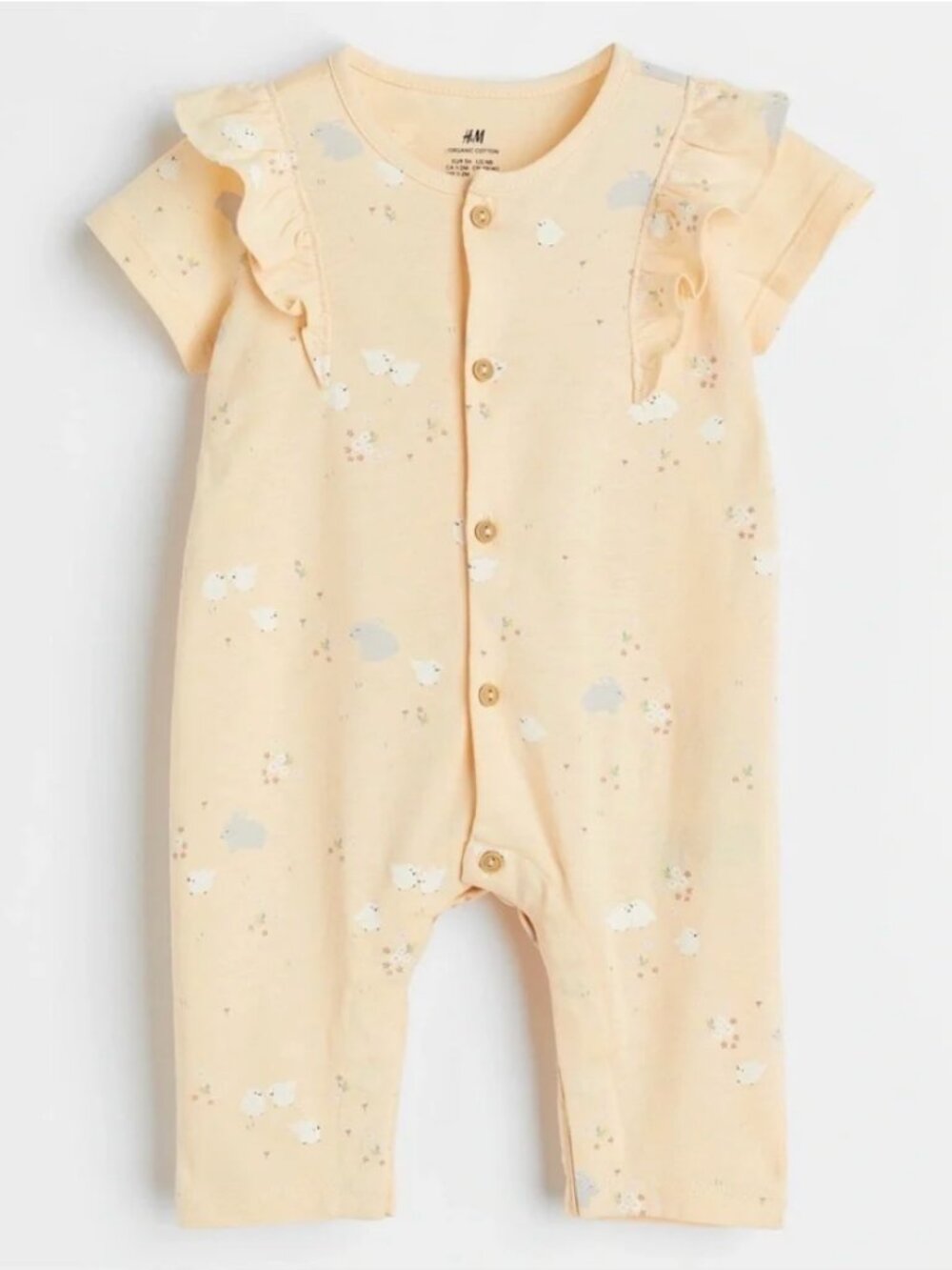 H&M Organic Cotton Floral & Bunny Ruffle Romper Size 6-9M